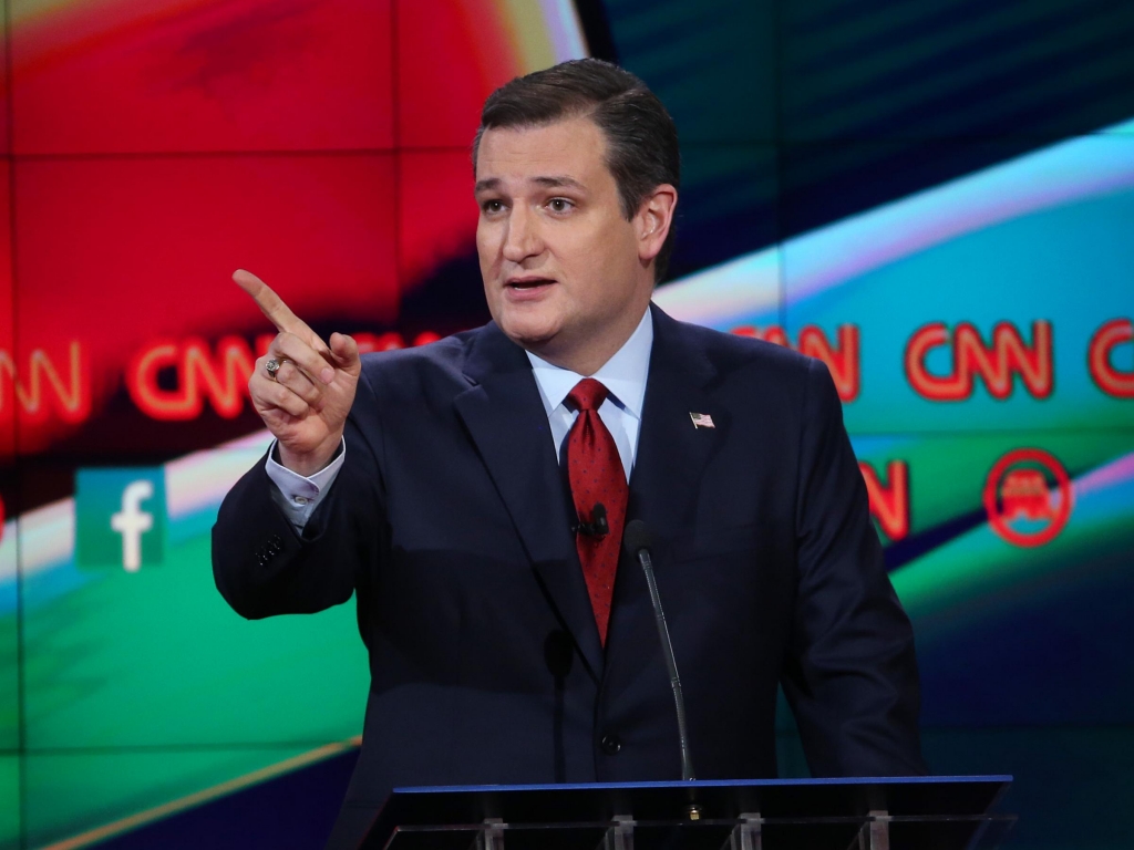 Texas Sen. Ted Cruz speaks during the Dec. 15 presidential debate in Las Vegas