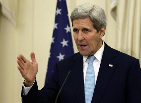 U.S. Secretary of State John Kerry spoke during a news conference in Athens