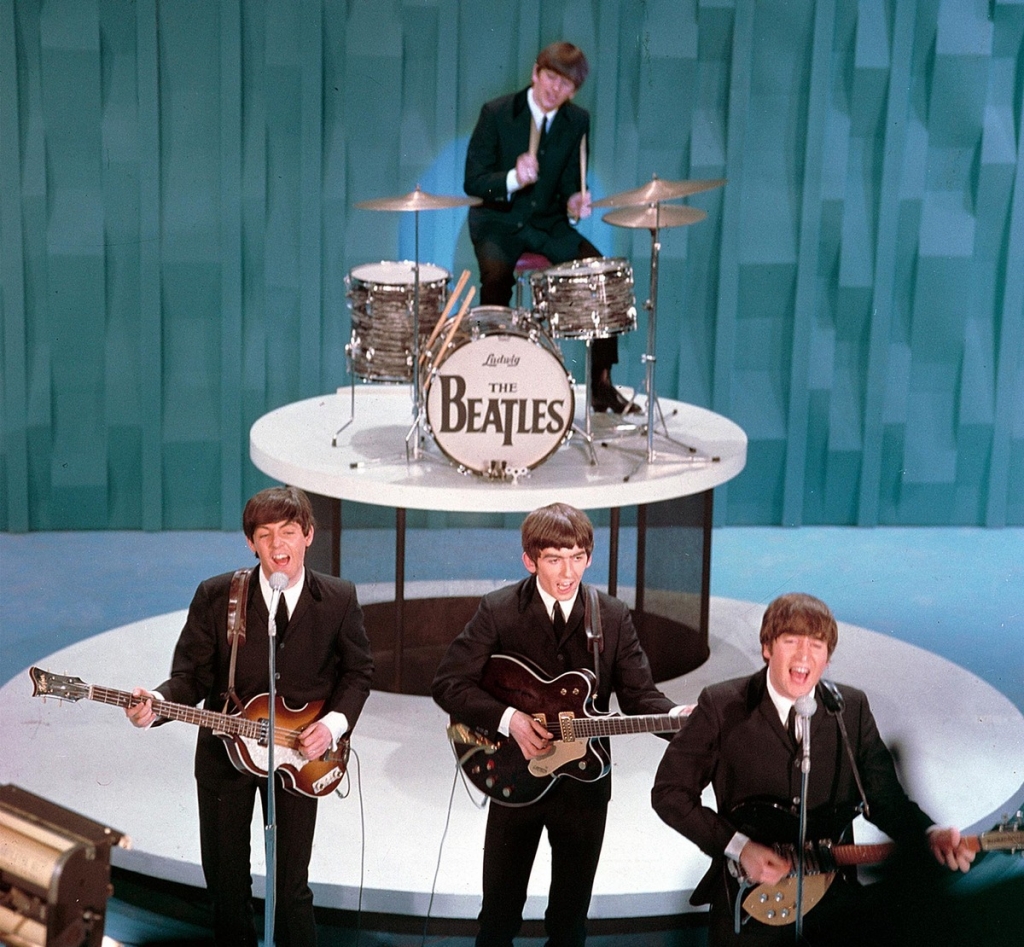 The Beatles perform on the'Ed Sullivan Show in New York