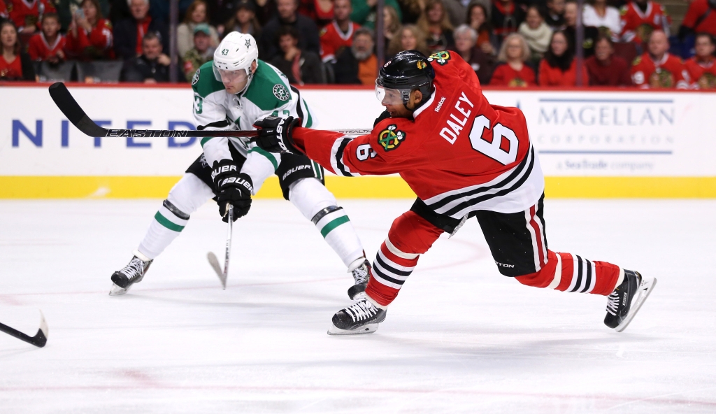 The Blackhawks have traded Trevor Daley to the Penguins for Rob Scuderi