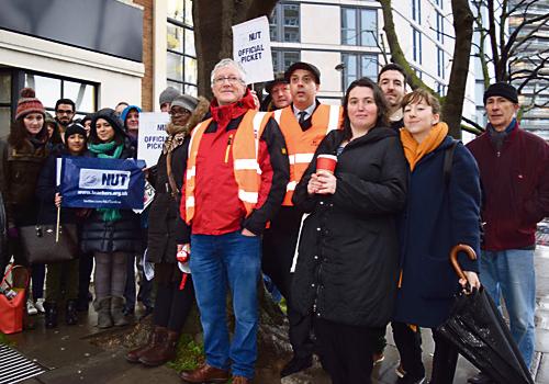 Striking teachers at Tech City College