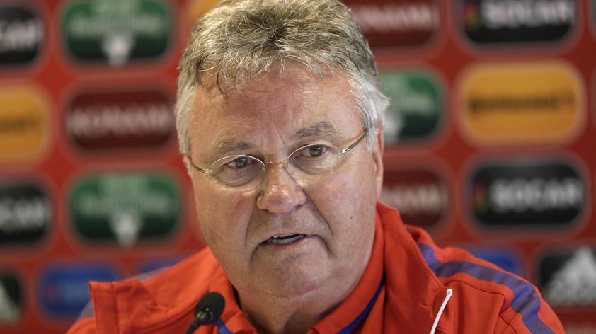 Then Netherlands&#039 soccer team coach Guus Hiddink speaks during a news conference in Riga Latvia in this