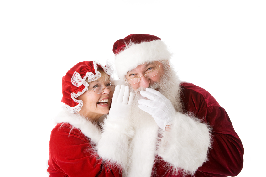 Christmas Santa and Mrs Claus Season Red White Head Shoulders