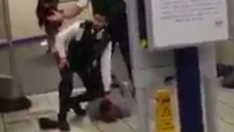 This still from a smartphone video shows the man being arrested at Leytonstone Underground Station in North East London