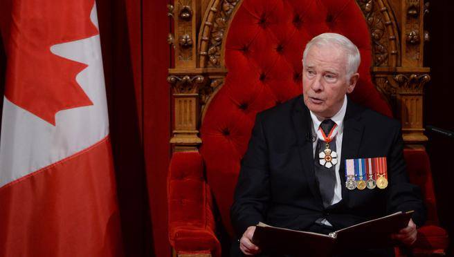 Governor General David Johnston delivers the Speech from the Throne in the Senate Chamber on Parliament Hill in Ottawa on Friday