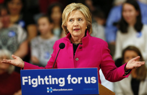 Democratic presidential candidate Hillary Clinton speaks about recent comments from Republican presidential candidate Donald Trump during a campaign stop Dec. 8 in Salem N.H