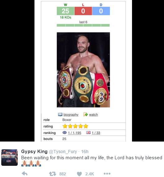 Tyson Fury tweet