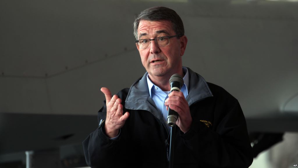 U. S. Defense Secretary Ash Carter addresses the U.S. troops at the Incirlik Air Base near Adana Turkey Dec. 15 2015