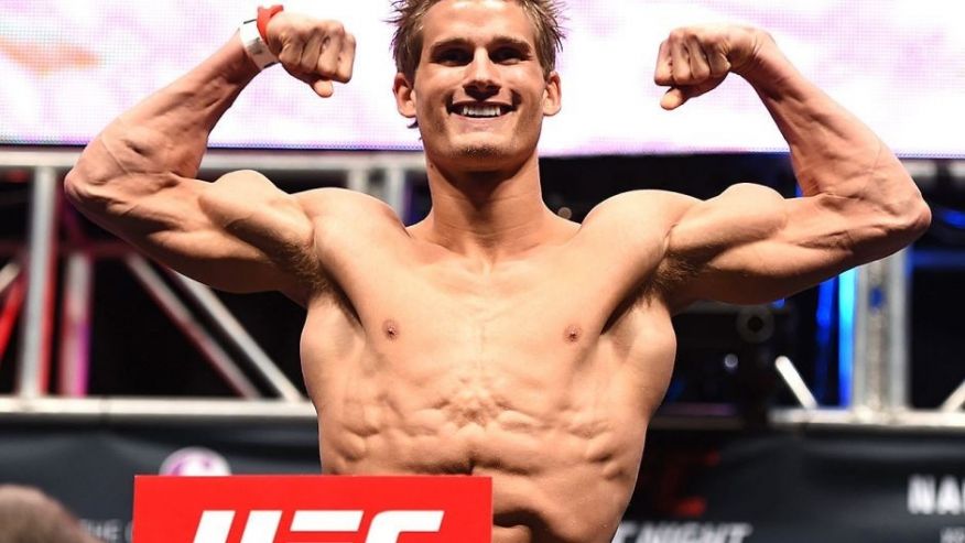 LAS VEGAS NV- DECEMBER 09 Sage Northcutt weighs in during the UFC Fight Night weigh-in inside MGM Grand Garden Arena