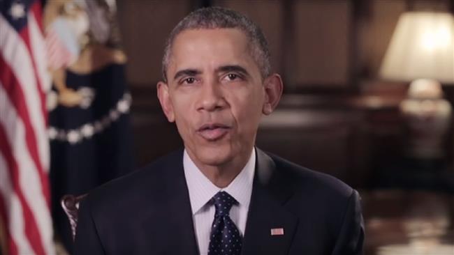 US President Barack Obama speaks during his weekly radio address from the White House on Saturday