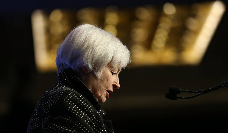 U.S. Federal Reserve Board Chairwoman Janet Yellen delivers remarks Washington DC. earlier this month she is expected to announce interest rate hikes tomorrow