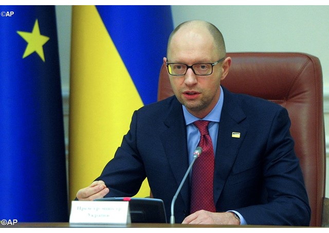 Ukrainian Prime Minister Arseniy Yatsenyuk. Ukraine has imposed a moratorium on repaying three billion dollars borrowed from Russia.
- AP