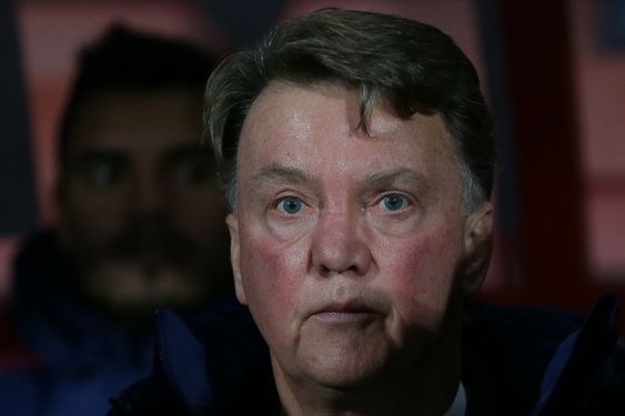 Louis van Gaal looks across the pitch before the English Premier League soccer match between Bournemouth and Manchester United at the Vitality Stadium in Bournemouth England Saturday Dec. 12 2015