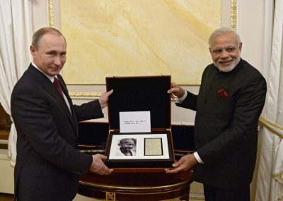 Vladimir Putin gifts Bapu's handwritten notes, Bengal sword to Narendra Modi