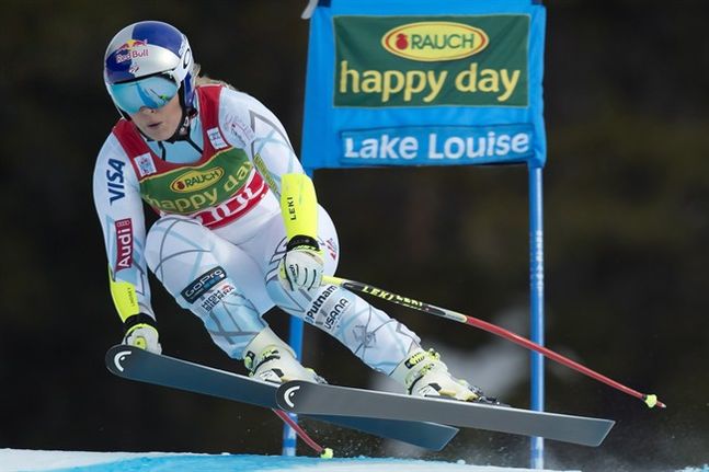 Lindsey Vonn of the USA skies her way to victory in the women's World Cup Super-G in Lake Louise Alta. on Sunday Dec. 6 2015. THE CANADIAN PRESS  Frank Gunn