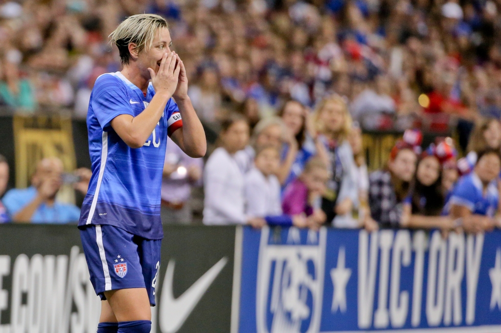 Dec 16 2015 New Orleans LA USA United States of America forward Abby Wambach reacts to a call during the first half of the World Cup Victory Tour match against the China PR at the Mercedes Benz Superdome. Mandatory Credit Derick E. Hingle-USA