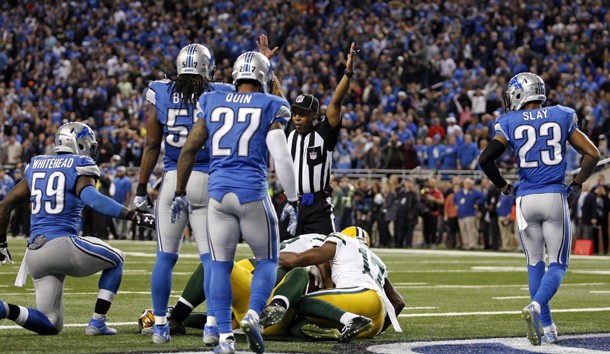 Dec 3 2015 Detroit MI USA Green Bay Packers tight end Richard Rodgers catches a touchdown pass with no time left during the fourth quarter against the Detroit Lions at Ford Field. Packers win 27-23. Raj Mehta-USA TODAY Sports