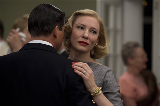 Weinstein Company shows Kyle Chandler left as Harge Aird and Cate Blanchett as Carol Aird in a scene from the film'Carol. The 73rd annual Golden Globe nominations in film and television categories will be announced Thurs