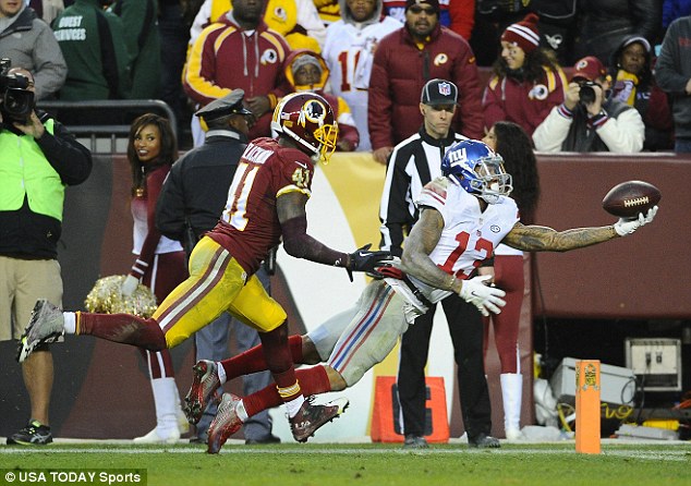 With 5.40 left in the fourth quarter and the Giants trailing the Redskins Beckham made the diving catch and successfully scored a touch down