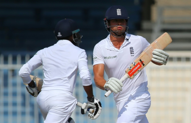 AFP  File  Marwan NaamaniEngland's Alastair Cook and Adil Rashid run between the wickets during the fifth and last day of the third Test against Pakistan in Sharjah