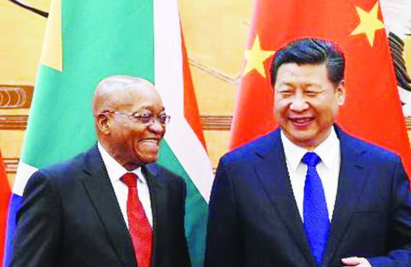 South African President Jacob Zuma, and his Chinese counterpart Xi Jinping attend a signing ceremony at the Great Hall of the People in Beijing on Dec 4