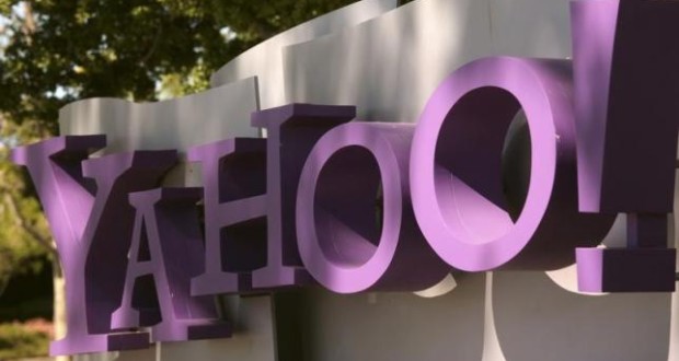 The Yahoo logo is shown at the company's headquarters in Sunnyvale