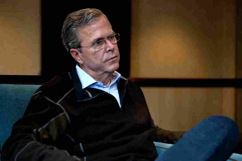 Republican presidential candidate Jeb Bush speaks with NPR's Steve Inskeep on Wednesday in Boston