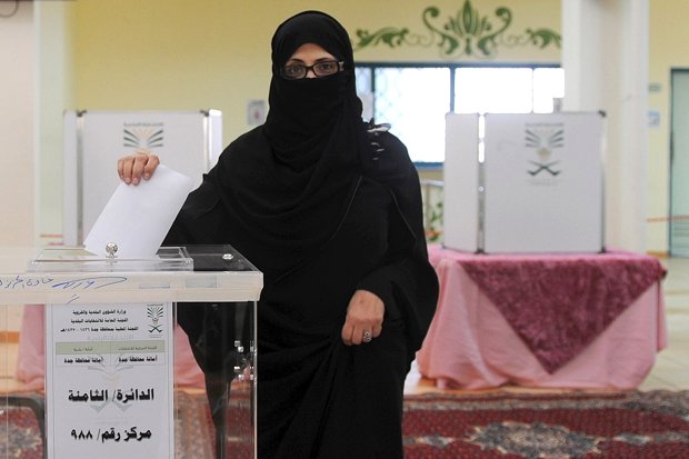 Woman voting