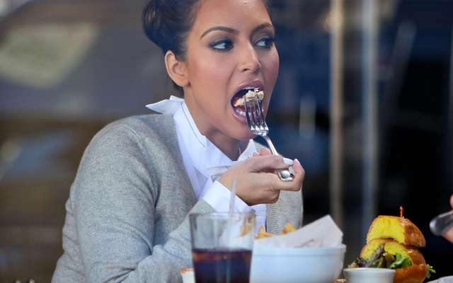 Kim Kardashian eating