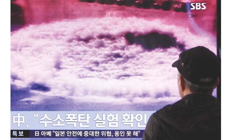 A MAN in Seoul watches a news broadcast on North Korea’s nuclear test on Wednesday.&mdash Bloomberg