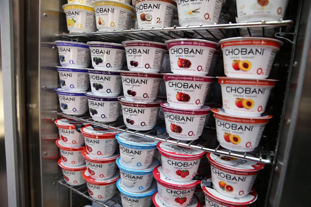 Image A fridge stocked full with Chobani Greek Yogurt