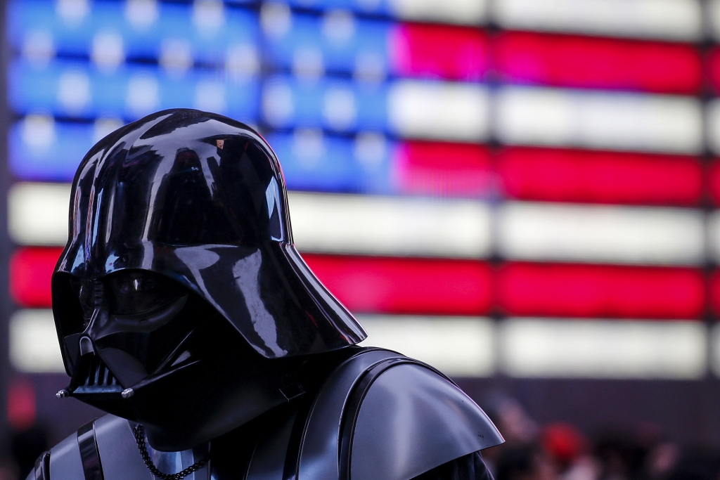 A man dressed as Darth Vader from Star Wars walks though Times Square in New York on Dec. 24 2015