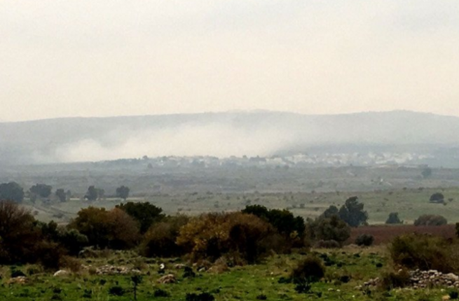 A twitter user captured the smoke rising from the bomb in Shebaa Farms