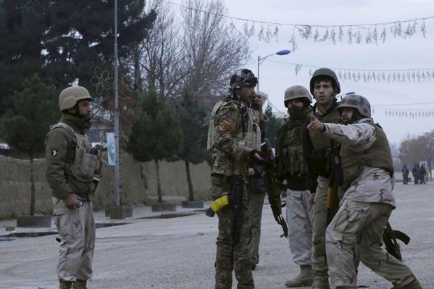 Members of Afghan quick reaction force during an operation near the Indian consulate in Mazar-e-Sharif