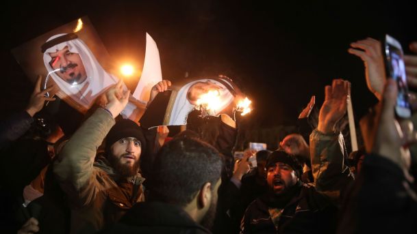 Iranian protesters gather outside the Saudi Embassy in Tehran during a demonstration against the execution of prominent Shi'ite Muslim cleric Nimr al Nimr by Saudi authorities