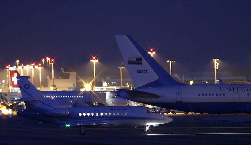 A plane carrying Iranian-Americans who left Tehran under a prisoner swap lands at Cointrin airport in Geneva Switzerland