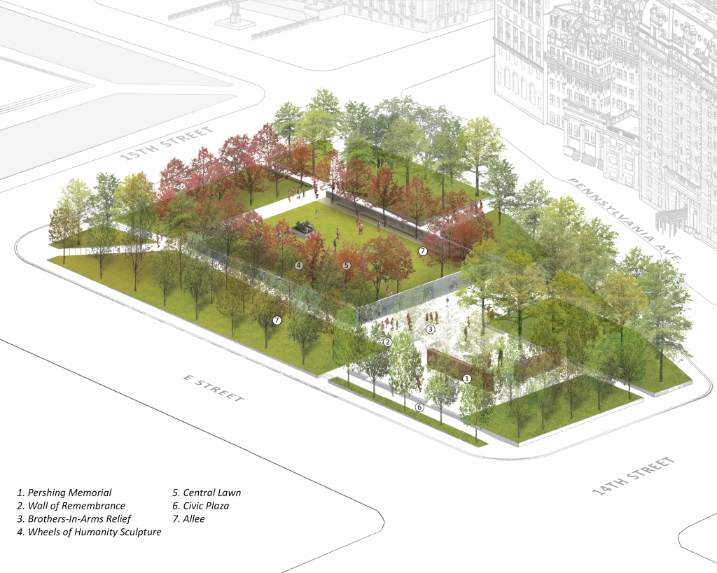 An overview of the proposed memorial in Washington D.C