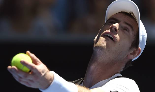 Andy Murray of Britain serves to Alexander Zverev of Germany during their first round match at the Australian Open tennis championships in Melbourne Australia Tuesday Jan. 19 2016