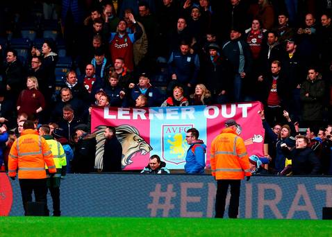 Aston Villa fans make their feelings clear at yesterday’s FA Cup matchthe