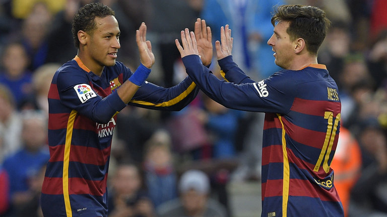 Barcelona duo Neymar and Lionel Messi both make it into the XI