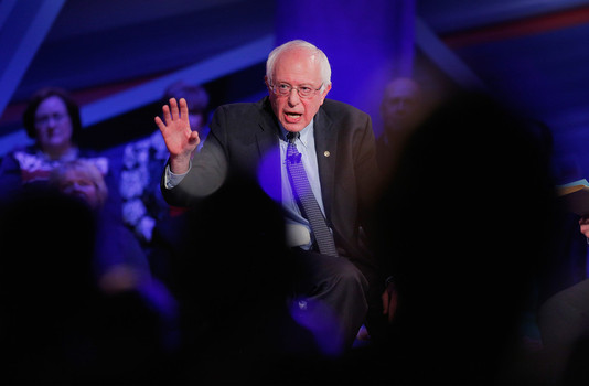 Democratic presidential candidate Senator Bernie Sanders participates in a town hall forum hosted by CNN at Drake University