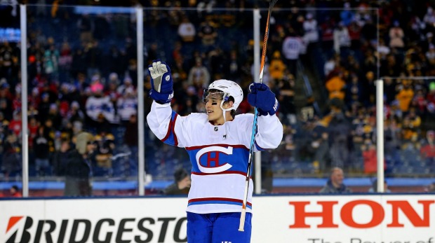 Big win Brendan Gallagher of the Montreal Canadiens celebrates after defeating the Boston Bruins