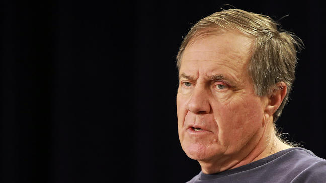 Bill Belichick was sporting a bruise on his eye Wednesday morning