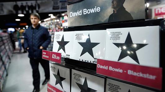 The new album of David Bowie is on display at a record shop in London Monday Jan. 11 2016