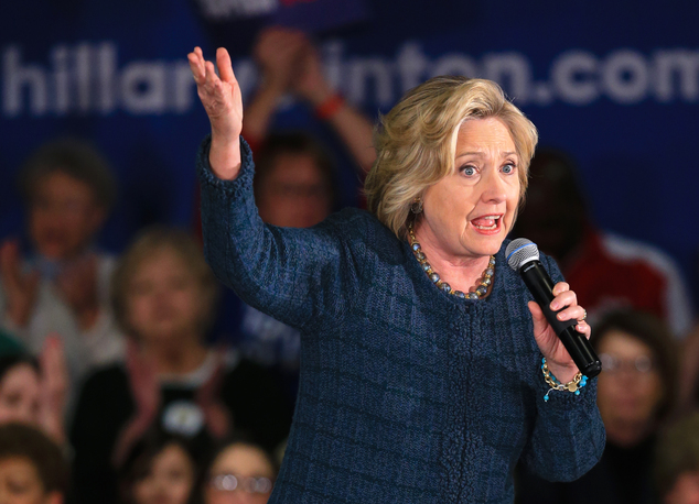 Democratic presidential candidate Hillary Clinton speaks during a campaign stop in Council Bluffs Iowa. The State De