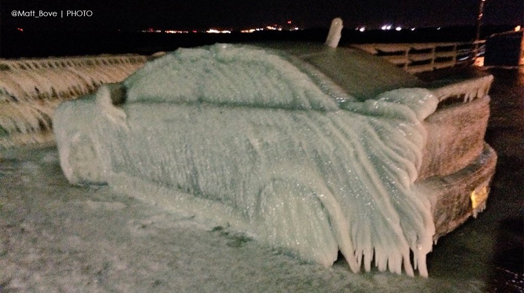 Freezing weather turned this car into a giant real life ice sculpture