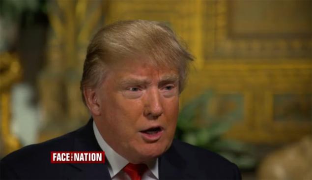 Donald Trump on'Face the Nation discussing his appearance in a terror recruitment video