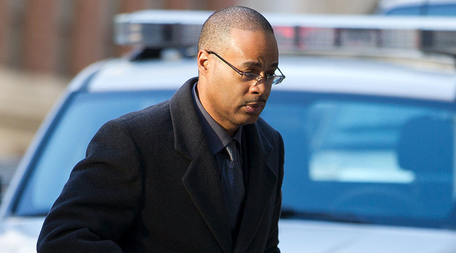 Caesar Goodson arrives at the courthouse for the first day of jury selection in Baltimore Maryland