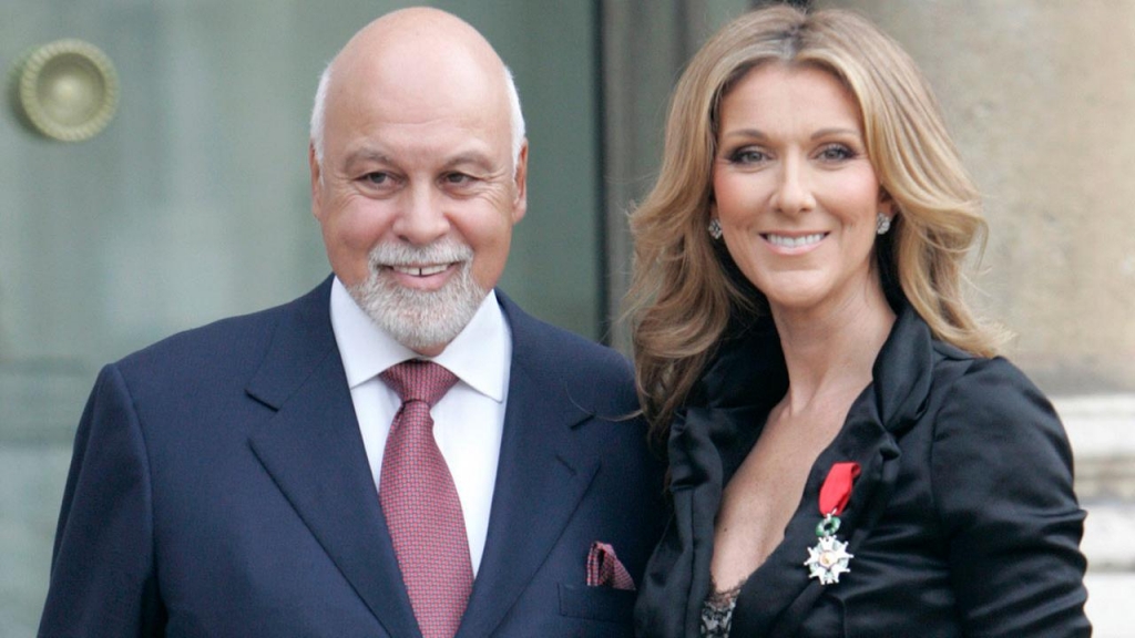 Celine Dion poses with her husband Rene Angelil after being awarded of the Legion dHonneur by French President Nicolas Sarkozy in Paris Thursday