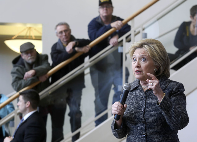 Democratic presidential candidate Hillary Clinton speaks to supporters during a campaign stop at the Charles and Romona Myers Center at University of Dubuque